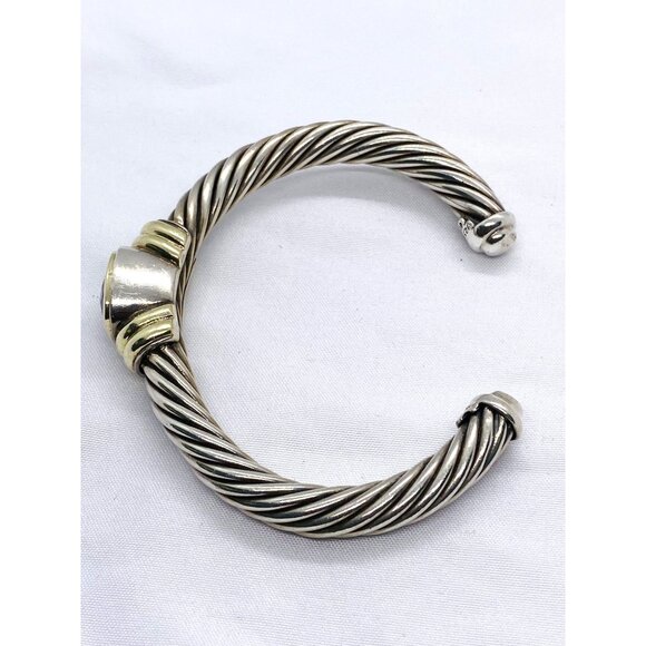 David Yurman Twisted Cable Cuff Bracelet 925 Silver & 14k Gold Amethyst - Picture 8 of 12
